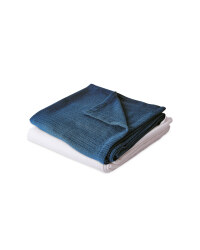 White/Dark Blue Cellular Blanket 2pk