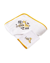 Zoo Hooded Towel With Wash Mitt