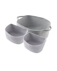Large Rope Basket 3 Pack - Grey & White