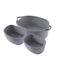 Large Rope Basket 3 Pack - Navy & White