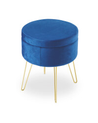 Kirkton House Velvet Storage Stool - Royal Blue