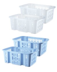 Easy Home Big Plastic Baskets 2 Pack