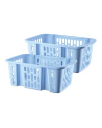 Easy Home Big Plastic Baskets 2 Pack - Blue