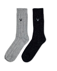 Chunky Wool Blend Socks 2 Pack - BLACK