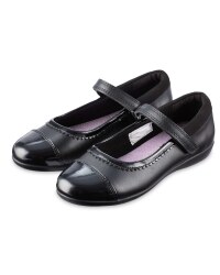 Girls Black Action Leather Shoes