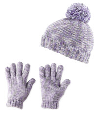 Kid's Pink Space Dye Hat & Glove Set