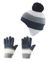 Kid's Stripe Hat & Gloves Set
