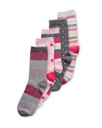 Kids' Spots & Stars Socks 5 Pack