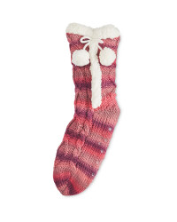 Ladies' Pink Winter Boot Socks