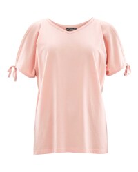 Avenue Blush Open Shoulder Top