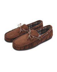 Avenue Men's Suede Moccasin Slipper - Brown