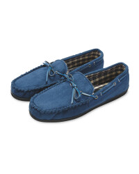 Avenue Men's Suede Moccasin Slipper - Navy