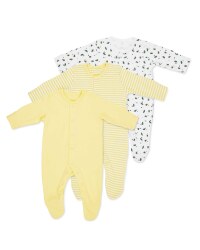 Organic Baby Bee Sleepsuits 3 Pack