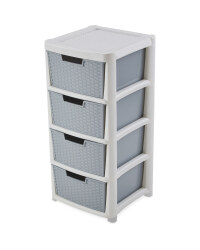 Premier Rattan Effect Drawer Tower - White/Grey