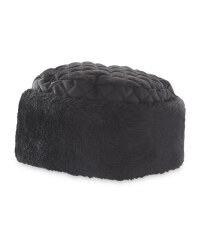 Quilted Hat With Faux Fur - Black