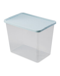 Rattan Effect 80L Storage Box - Blue