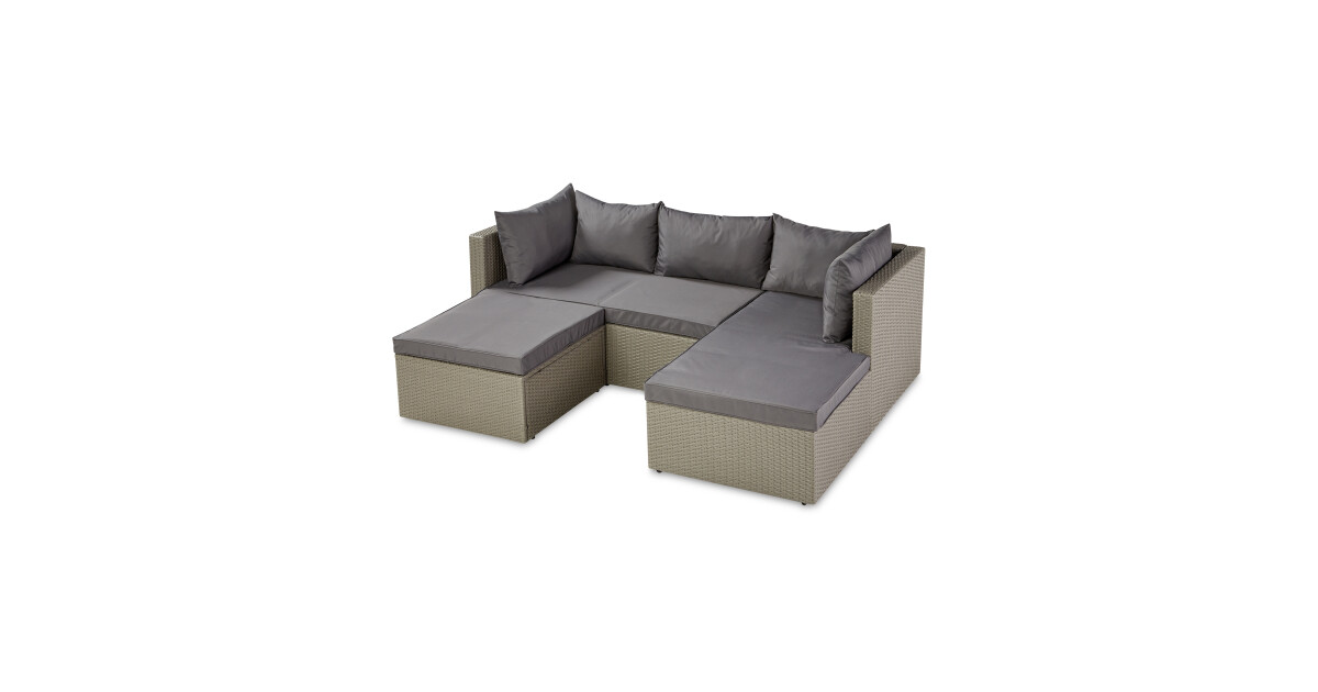 Rattan Effect Grey Corner Sofa Set Deal at Aldi, Offer