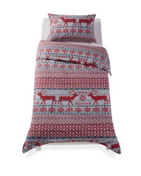 Reindeer Knit Look Single Duvet Set