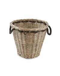 Easy Home Round Log Wicker Basket - Grey