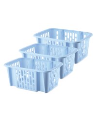 Easy Home Plastic Baskets 3 Pack - Blue