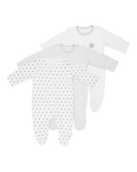 Stars Baby Sleepsuits 3 Pack